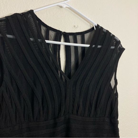 Adrianna Papell Cocktail Bodycon Dress with Mesh Detail - Size 8 - Black - Picture 5 of 9